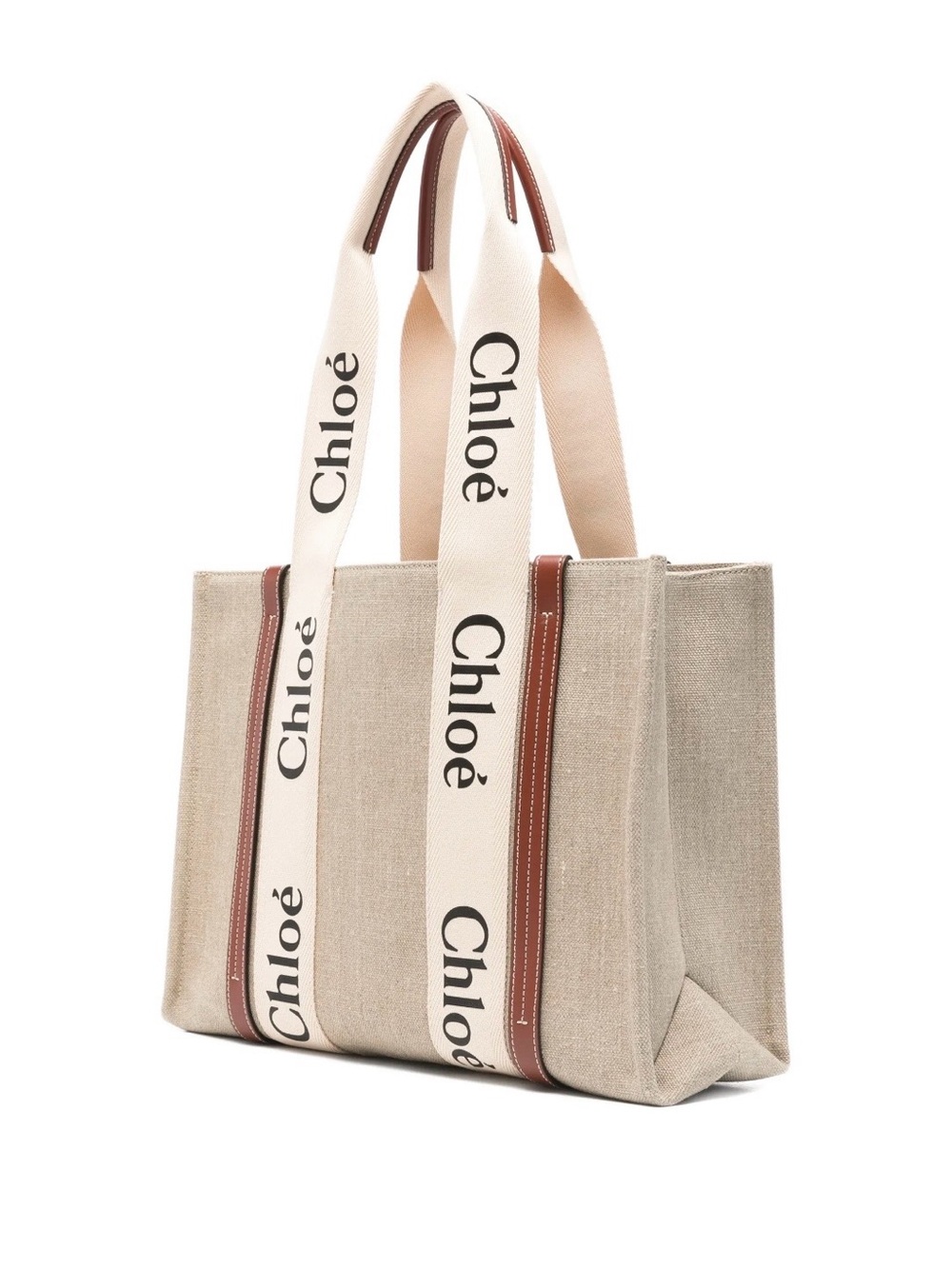 Chloé Beige Canvas Tote with Branded Ribbon Straps
